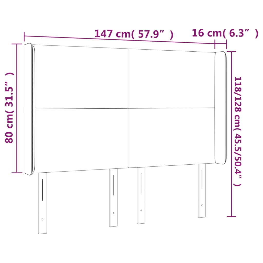 vidaXL Sänggavel LED grön 147x16x118/128 cm sammet