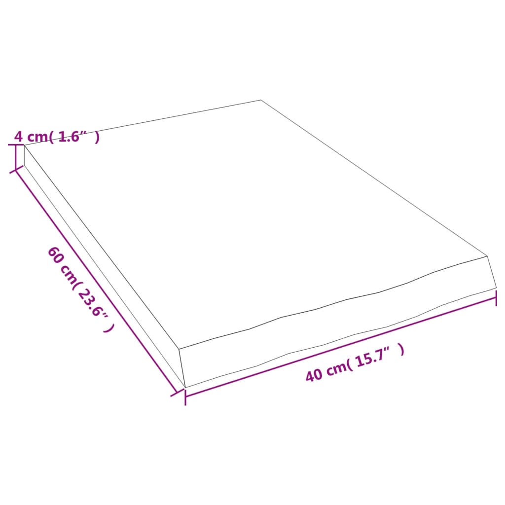 vidaXL Bänkskiva för badrum 40x60x(2-4) cm obehandlat massivt trä