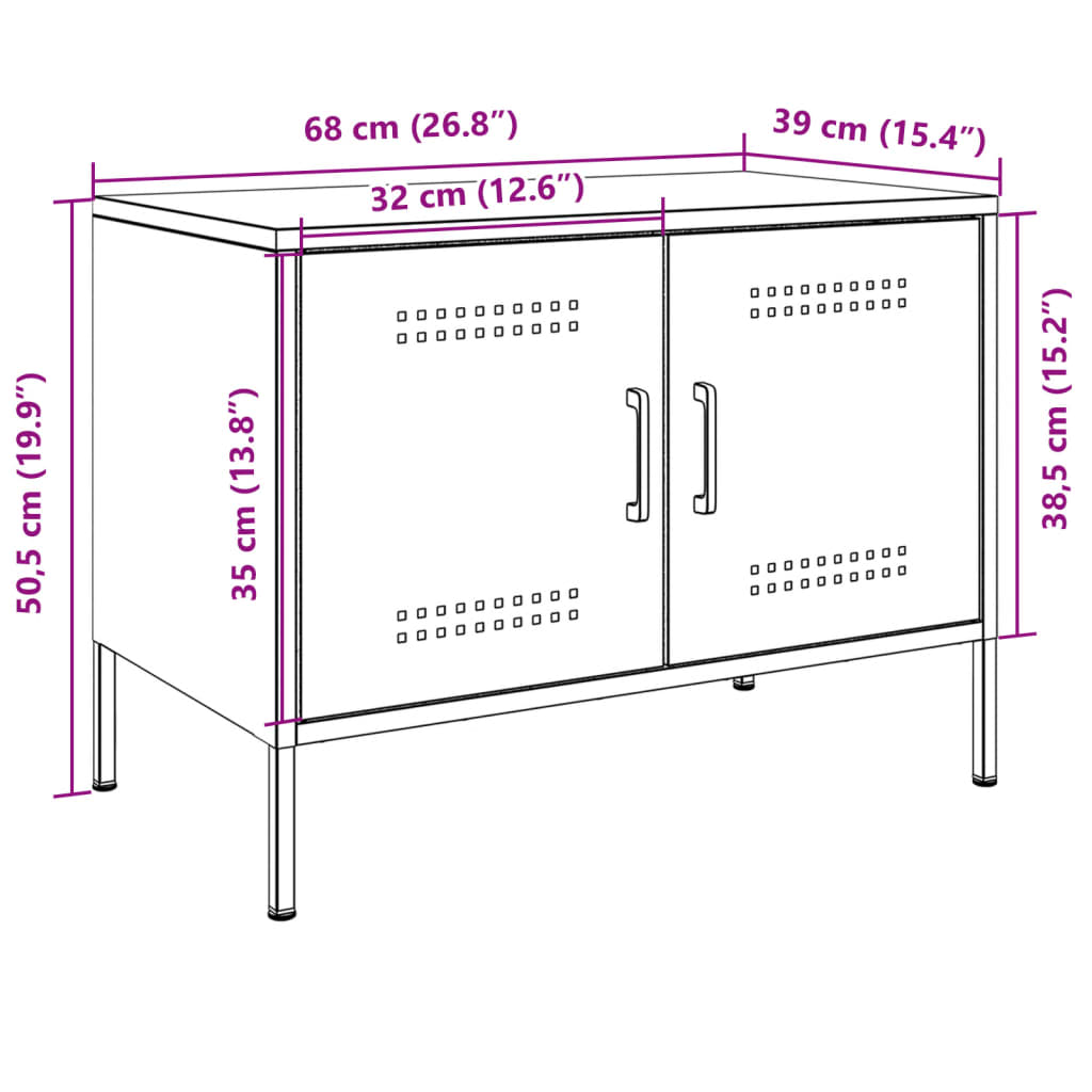 vidaXL Tv-bänk rosa 68x39x50,5 cm stål