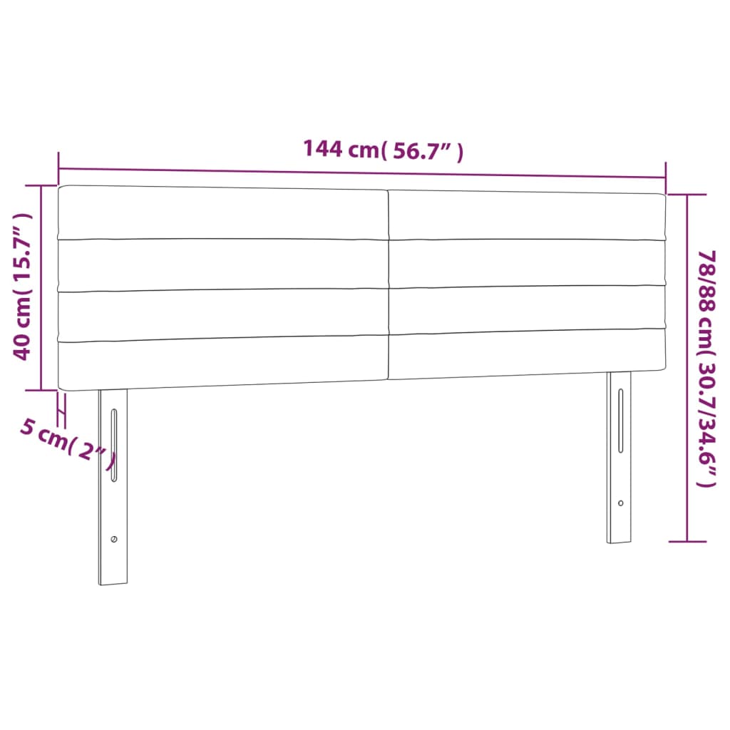 vidaXL Sänggavel LED mörkbrun 144x5x78/88 cm tyg