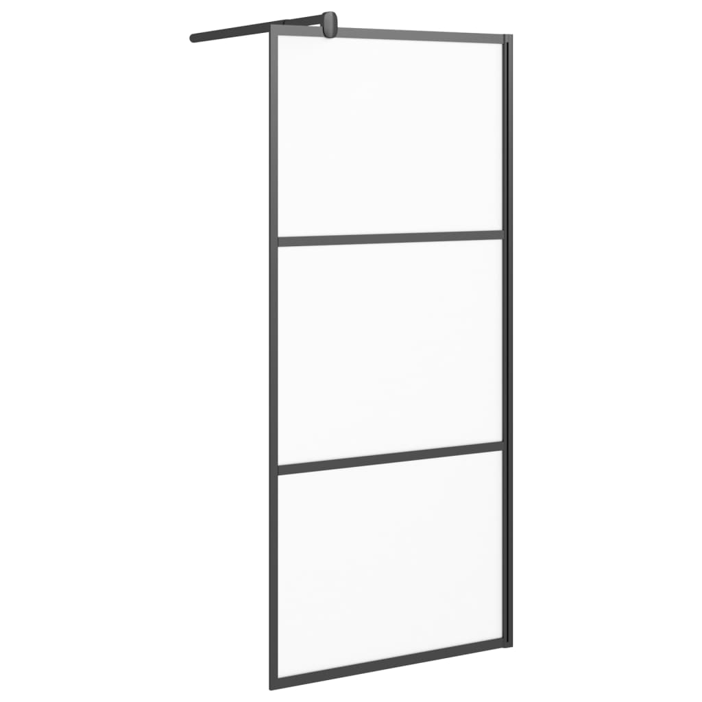 vidaXL Duschvägg 90x195 cm halvfrostat ESG-glas svart