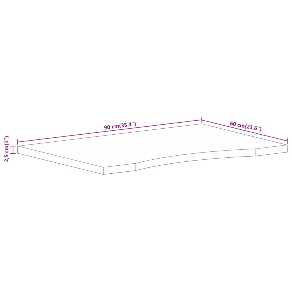 vidaXL Skrivbordsskiva med kurva 90x60x2,5 cm massivt mangoträ