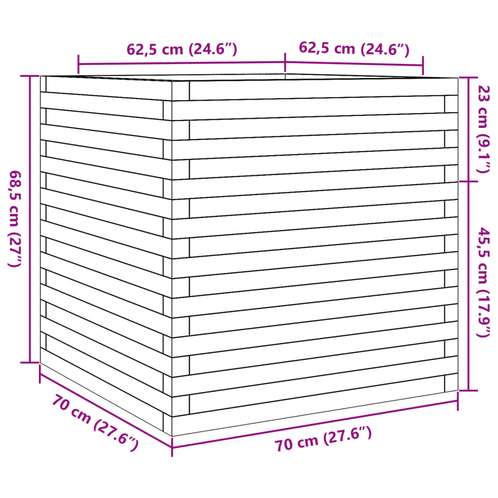 vidaXL Odlingslåda 70x70x68,5 cm impregnerat furu