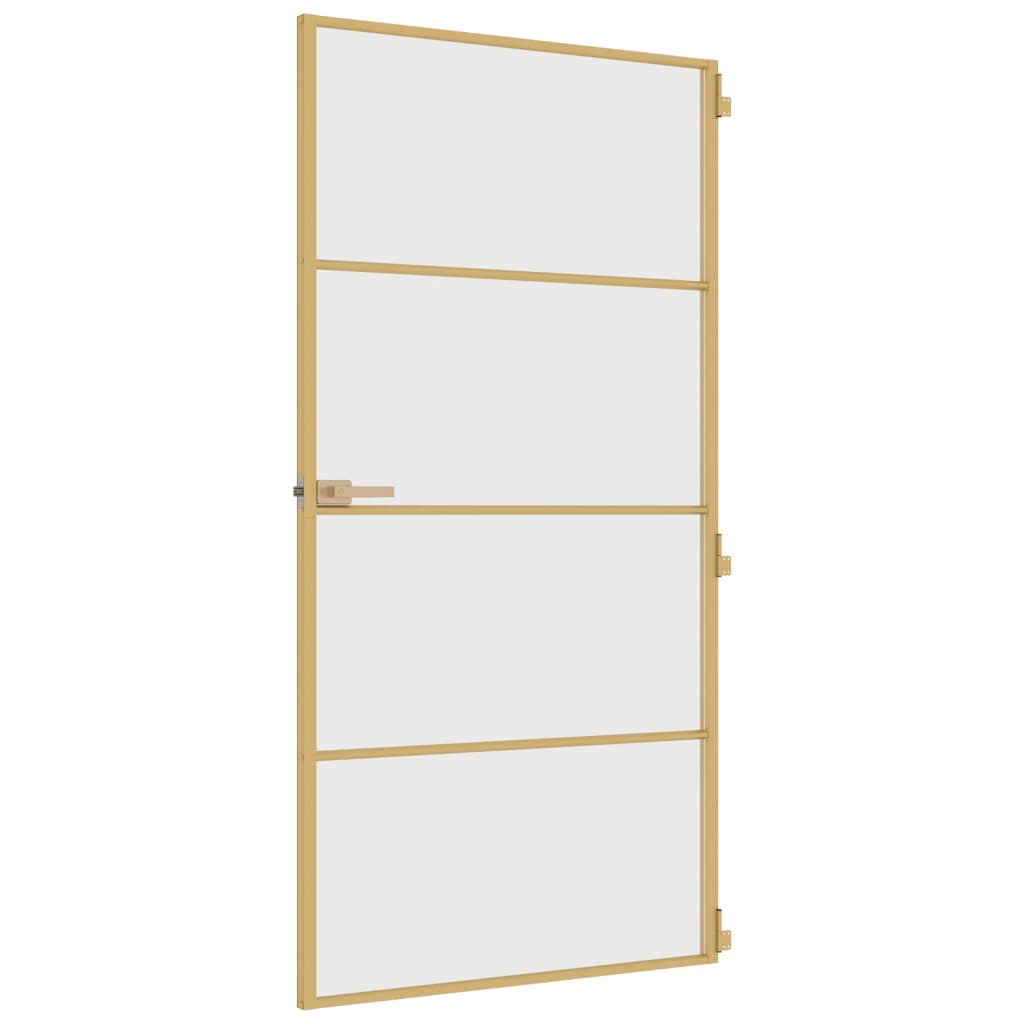 vidaXL Innerdörr guld 102,5x201,5 cm härdat glas och aluminium slim