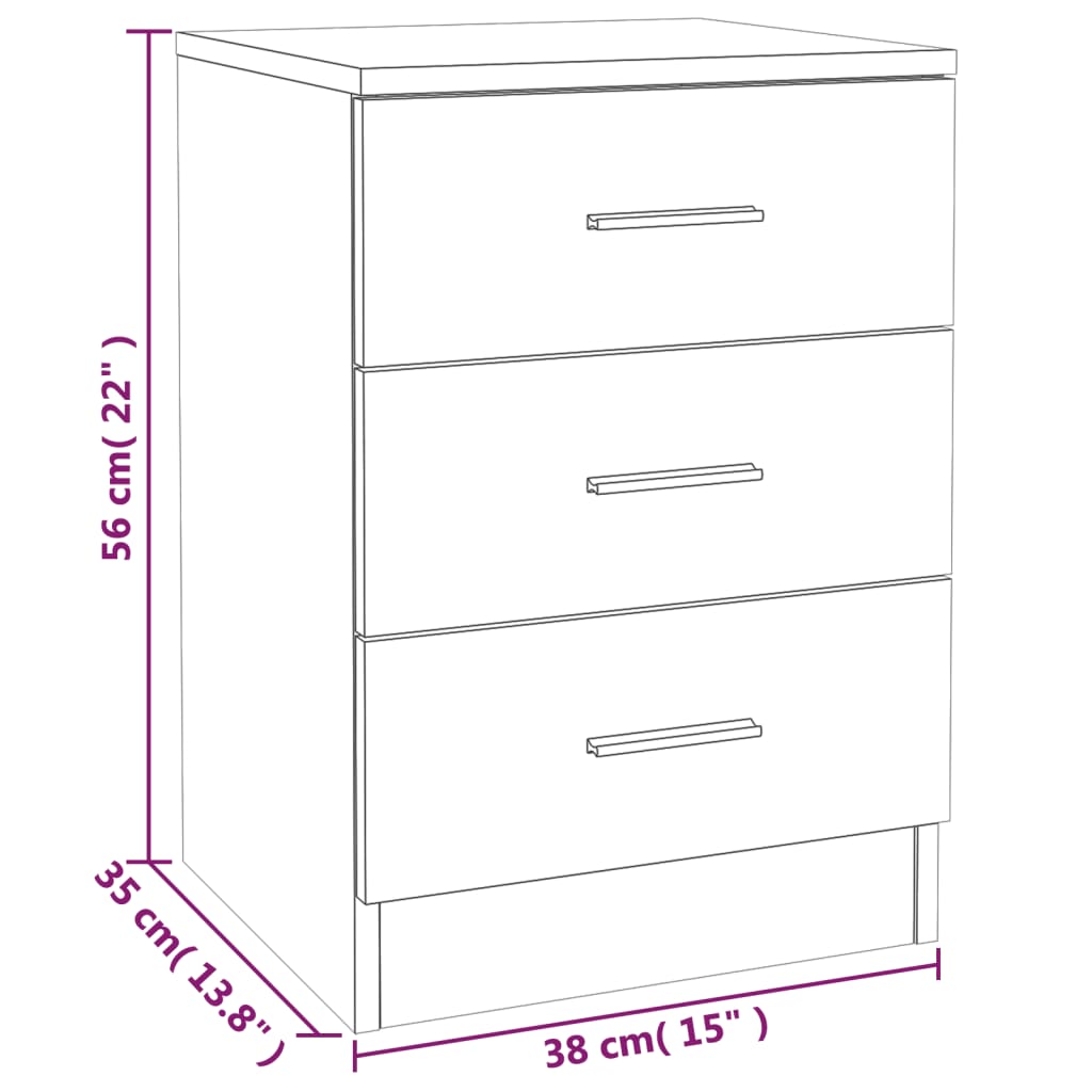 vidaXL Sängbord 2 st rökfärgad ek 38x35x56 cm konstruerat trä