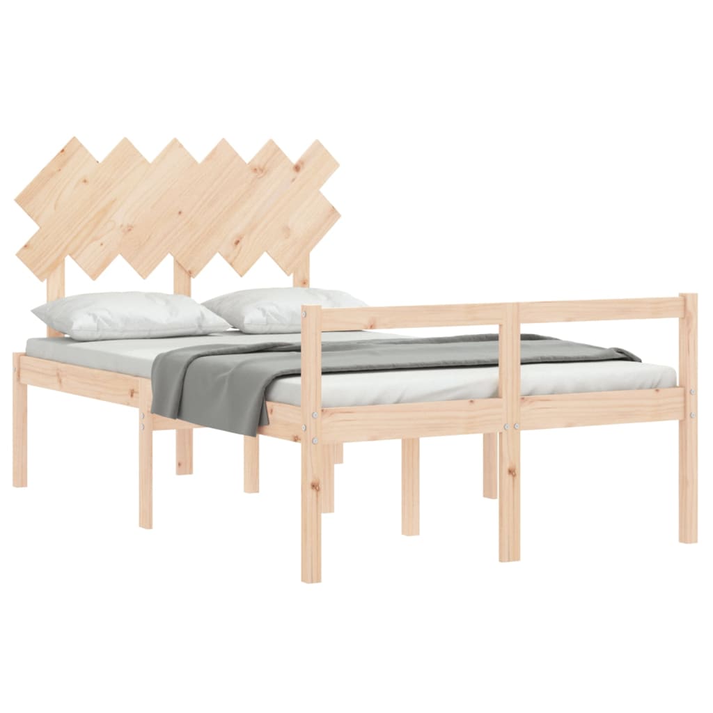 vidaXL Sängram med sänggavel massivt trä