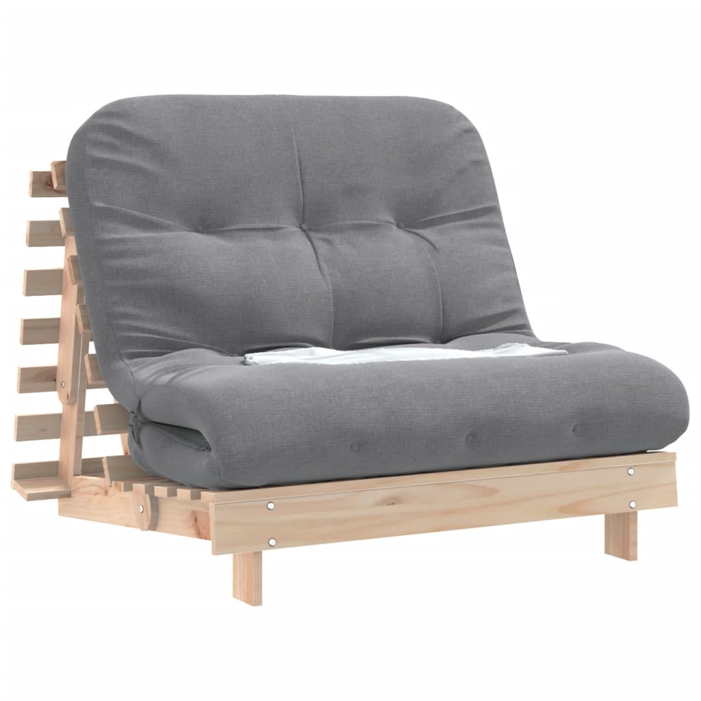 vidaXL Futonbäddsoffa med madrass 100x206x11 cm massiv furu