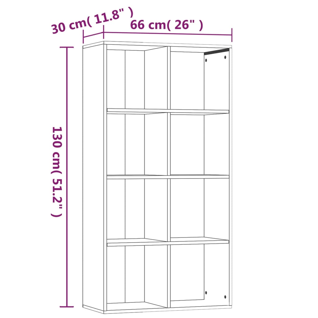 vidaXL Bokhylla/skänk rökfärgad ek 66x30x130 cm konstruerat trä