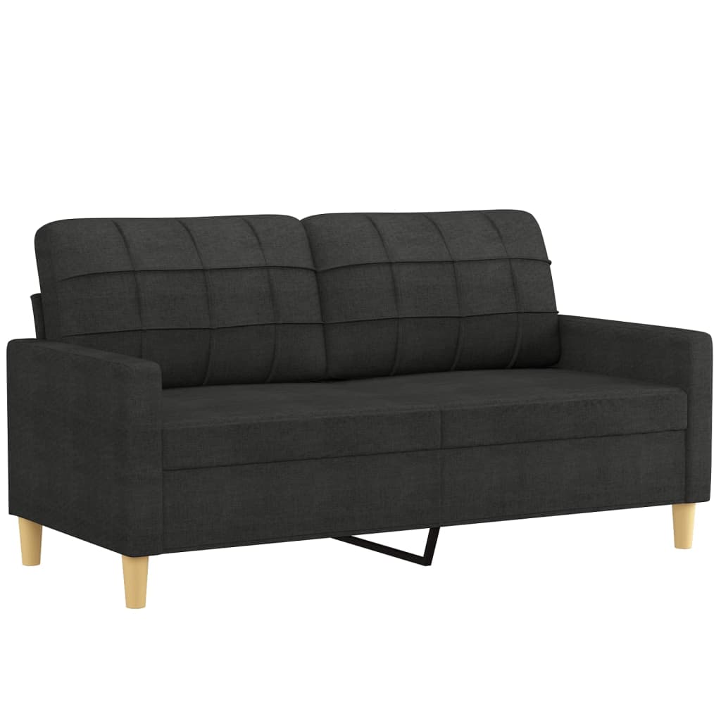 vidaXL 2-sits soffa med prydnadskuddar svart 140 cm tyg