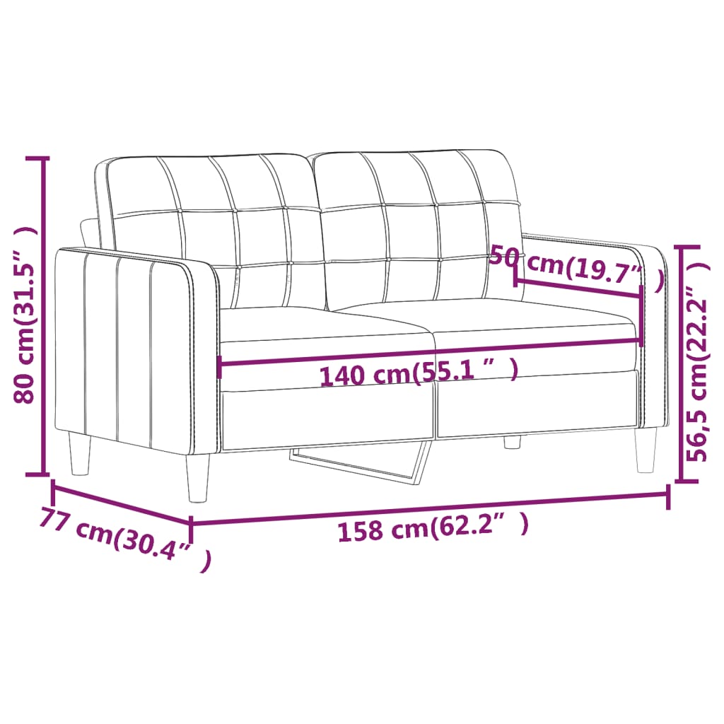 vidaXL 2-sitssoffa vinröd 140 cm tyg