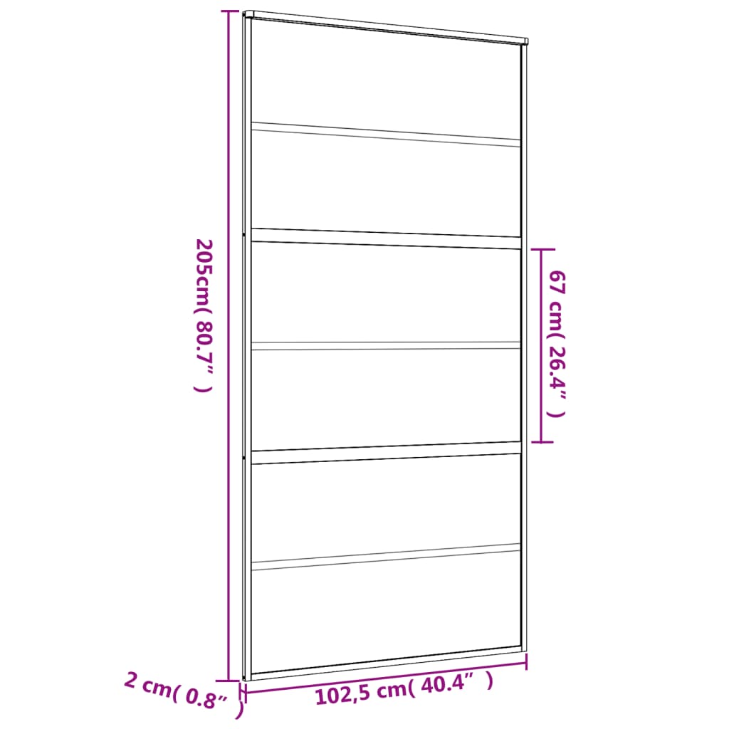 vidaXL Skjutdörr guld 102,5x205 cm klart ESG-glas och aluminium