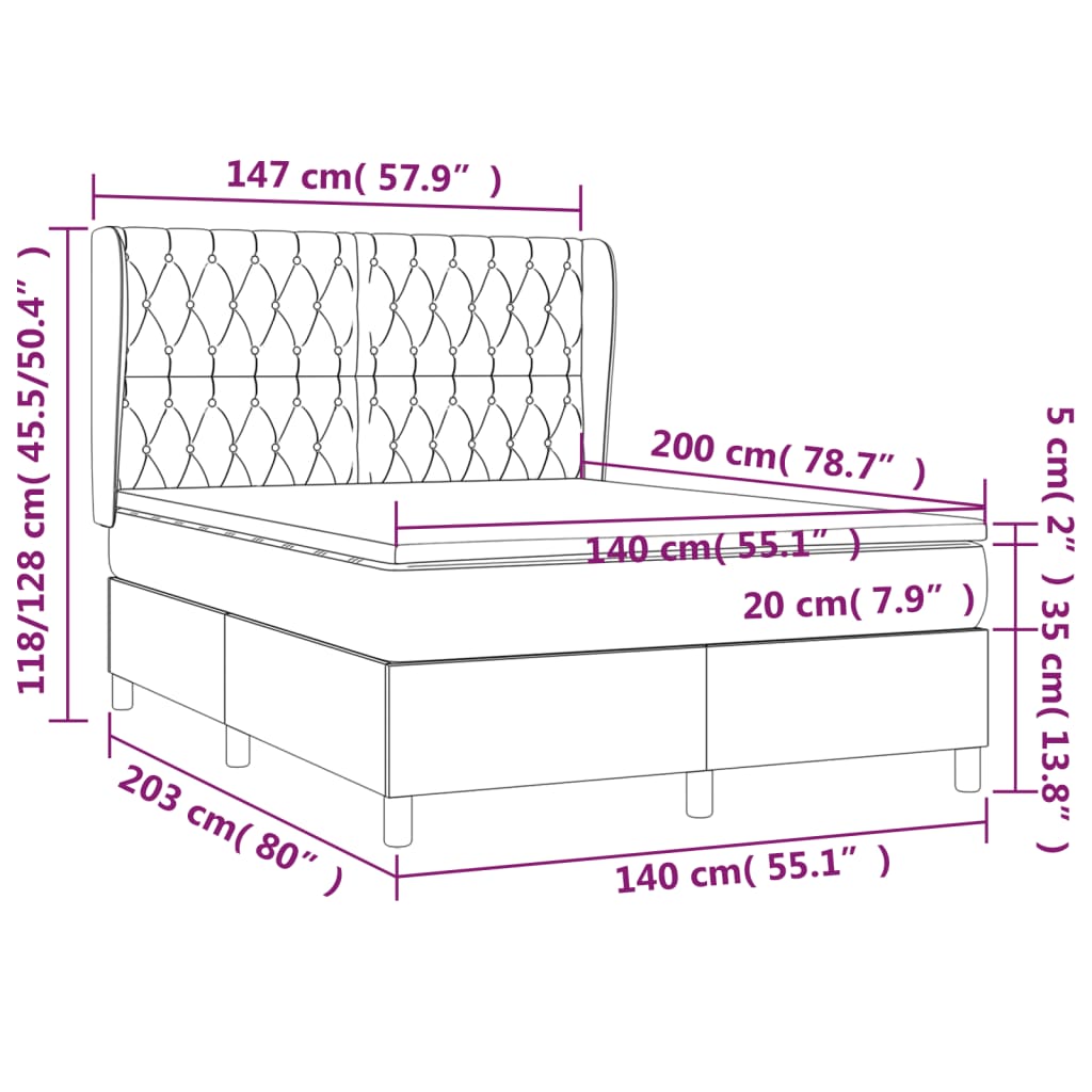 vidaXL Ramsäng med madrass ljusgrå 140x200 cm sammet