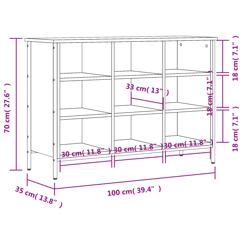 vidaXL Skohylla svart 102x36x60 cm konstruerat trä