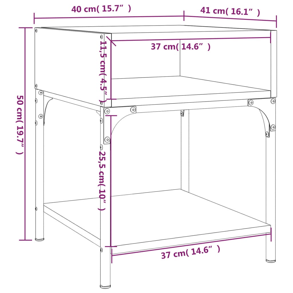 vidaXL Sängbord 2 st grå sonoma 40x41x50 cm konstruerat trä
