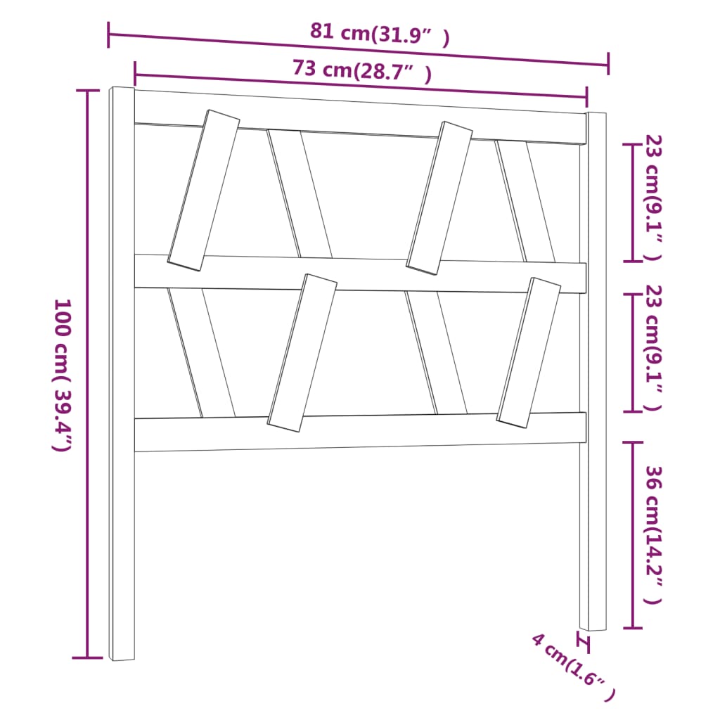 vidaXL Sänggavel honungsbrun 81x4x100 cm massiv furu