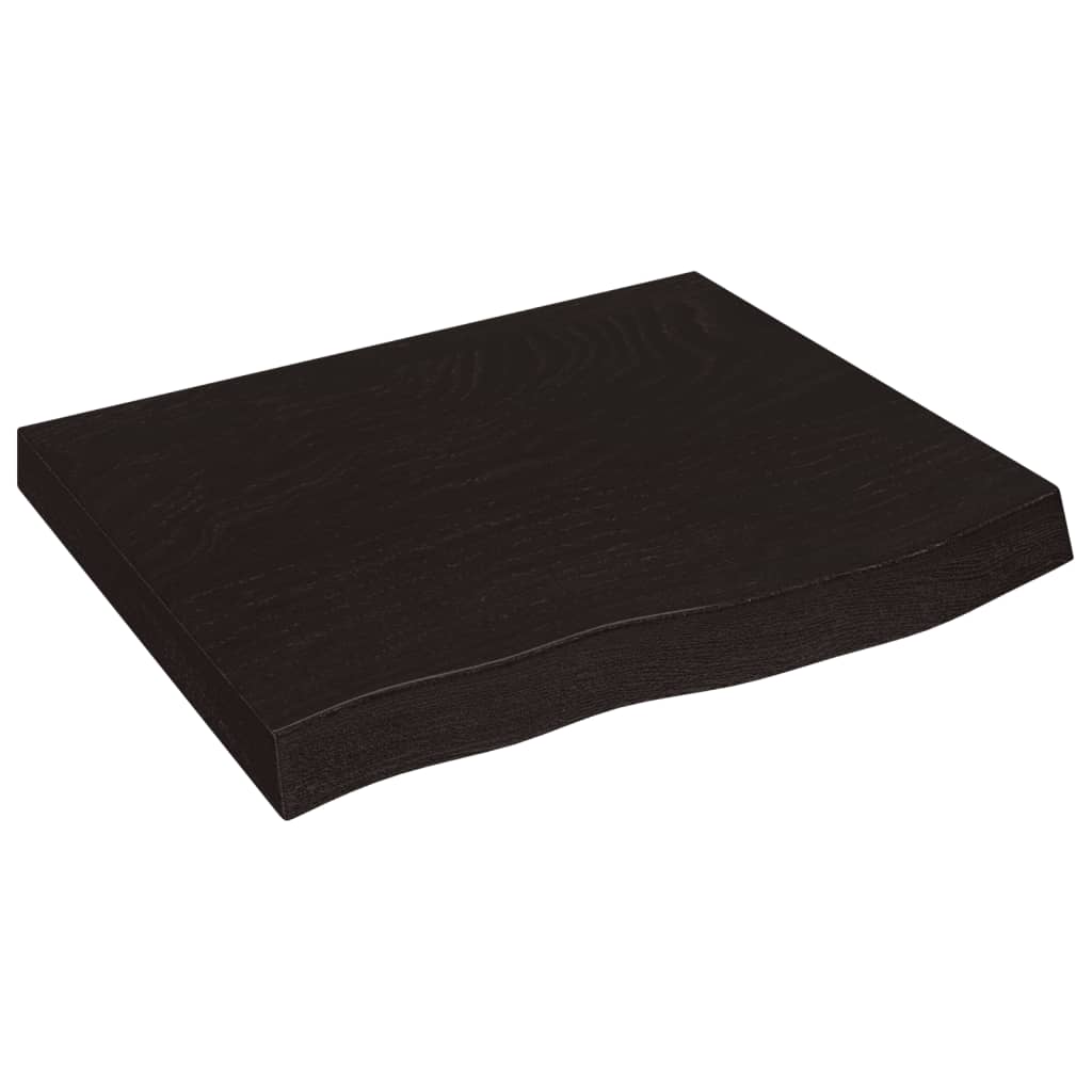 vidaXL Bordsskiva mörkbrun 60x50x(2-6) cm behandlad massiv ek