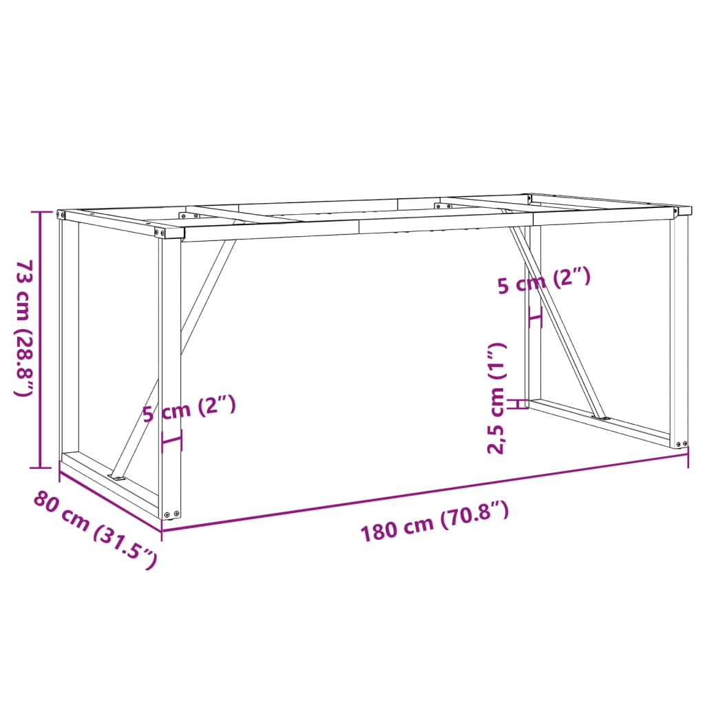 vidaXL Bordsben för matbord O-ram 180x80x73 cm gjutjärn