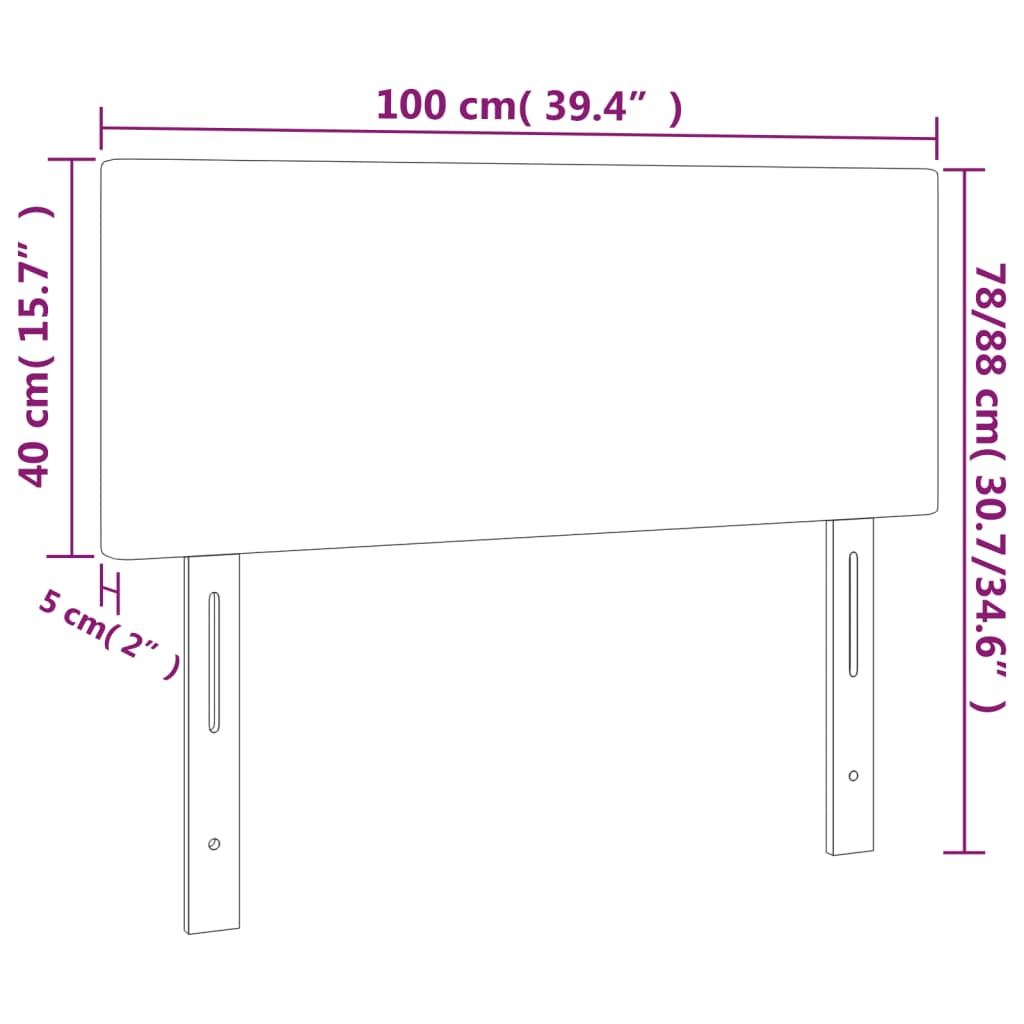 vidaXL Sänggavel LED rosa 100 x 5 x 78/88 cm sammet