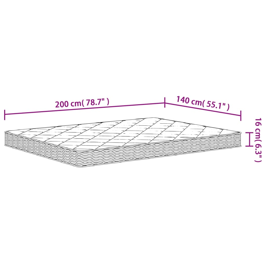 vidaXL Skummadrass medium mjuk 140x200 cm