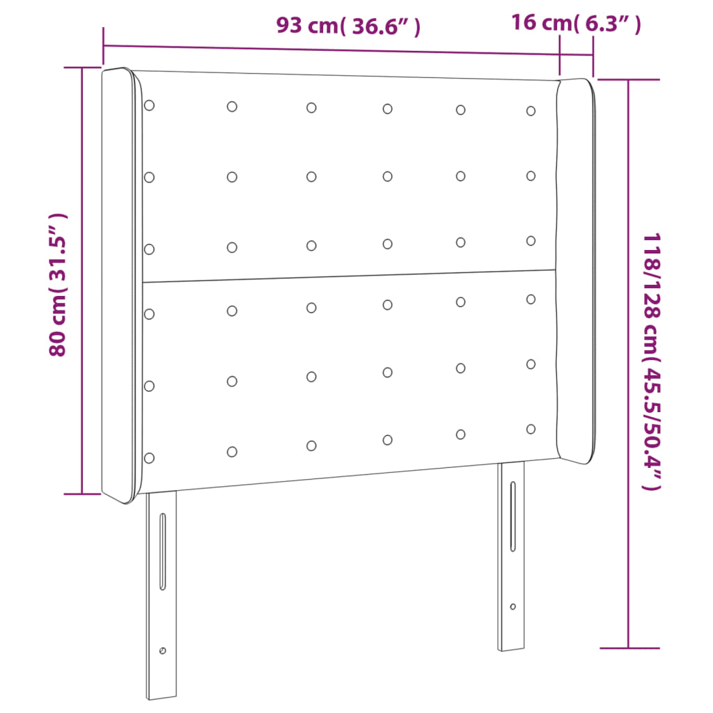 vidaXL Sänggavel LED cappuccino 93x16x118/128 cm konstläder