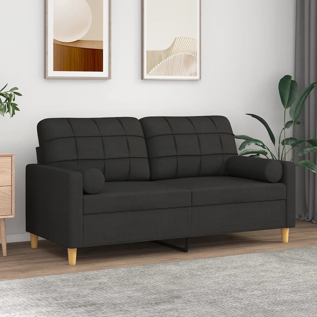 vidaXL 2-sits soffa med prydnadskuddar svart 140 cm tyg