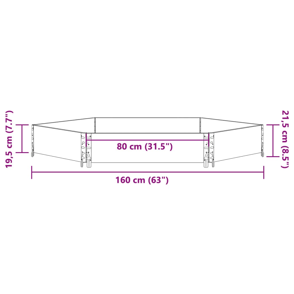 vidaXL Pallkrage sexhörning svart 160x160 cm massiv furu