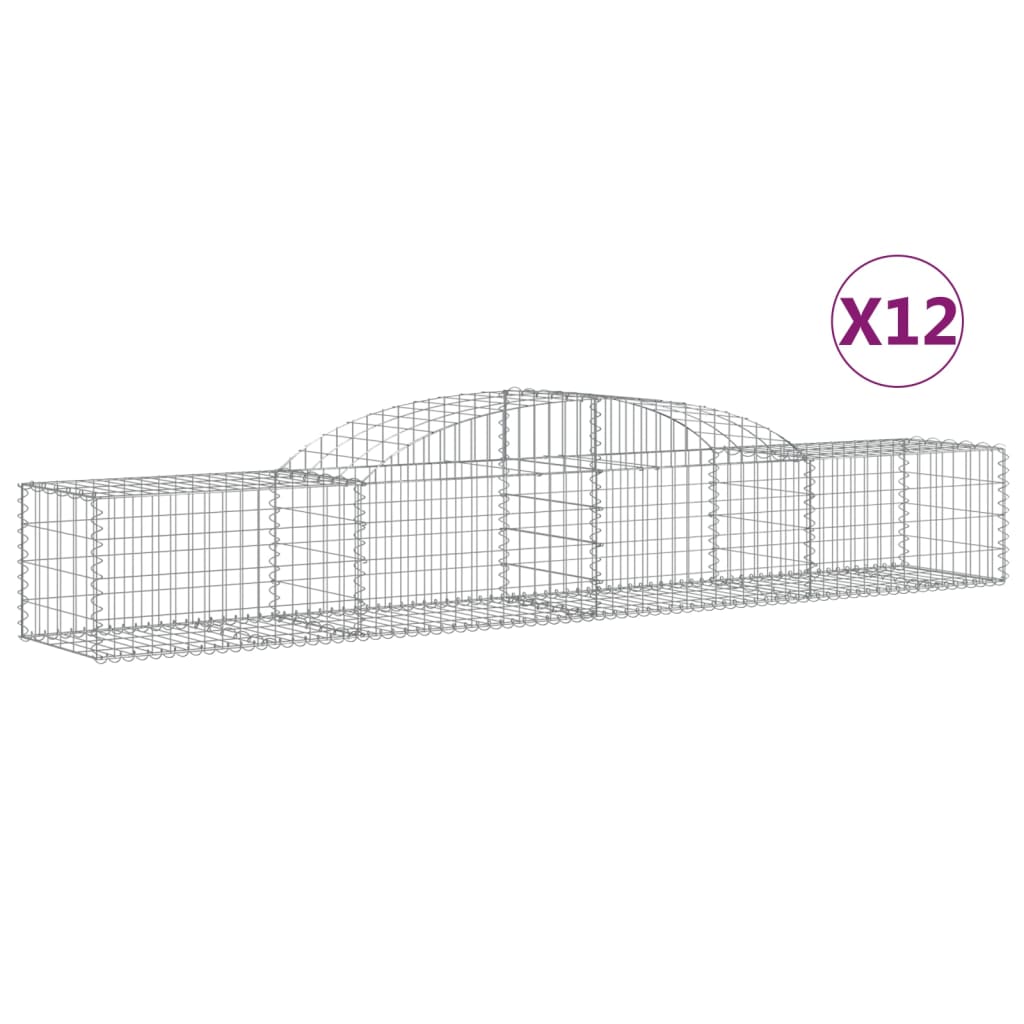 vidaXL Gabion bågformad 12 st 300x50x40/60 cm galvaniserat järn