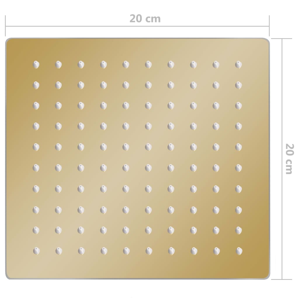 vidaXL Regnduschhuvud rostfritt stål 20x20 cm fyrkantigt guld