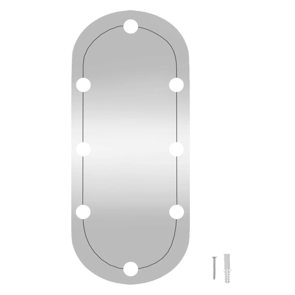 vidaXL Väggspegel med LED-belysning 35x80 cm glas oval