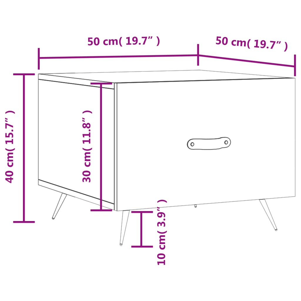 vidaXL Soffbord 2 st vit högglans 50x50x40 cm konstruerat trä