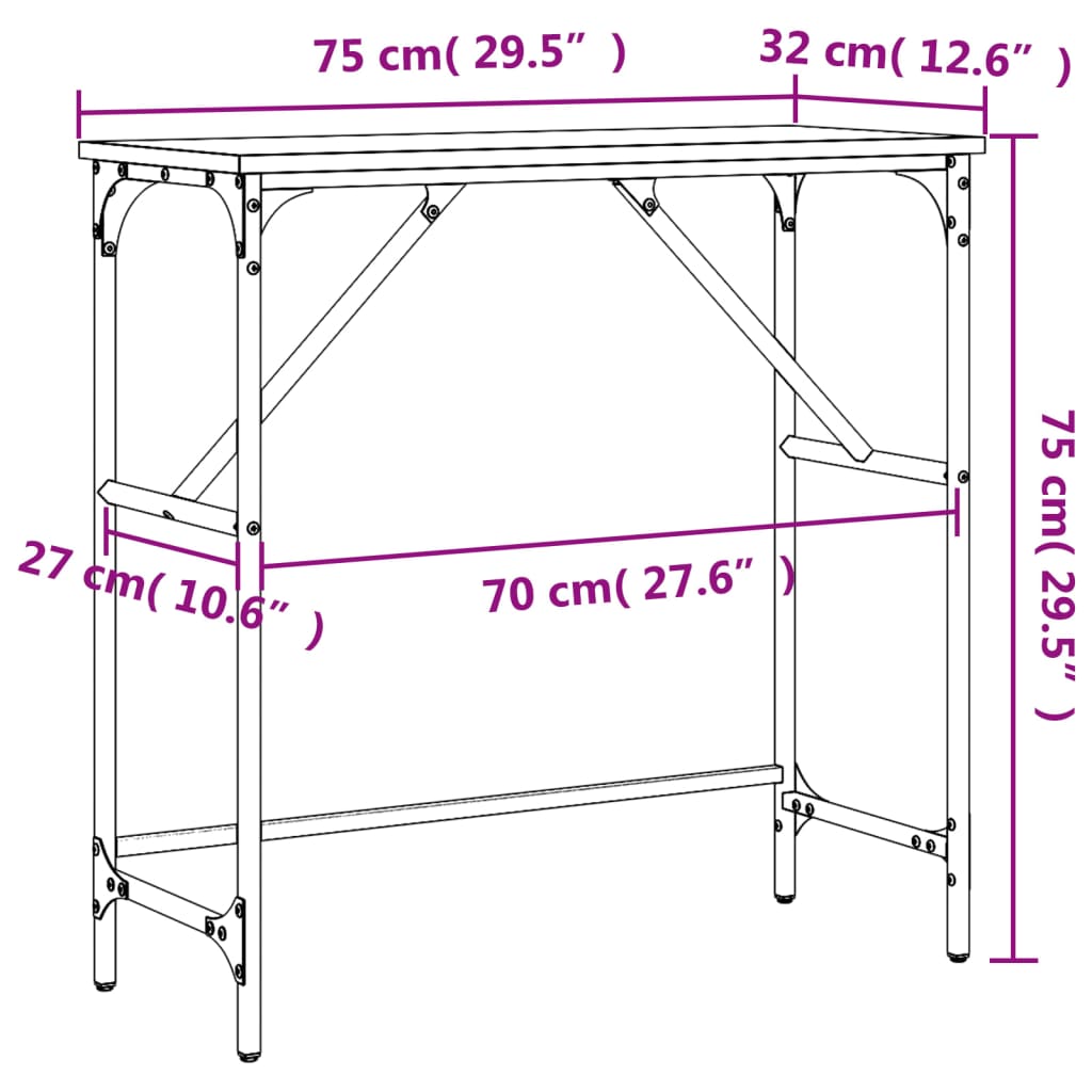 vidaXL Avlastningsbord sonoma-ek 75x32x75 cm konstruerat trä