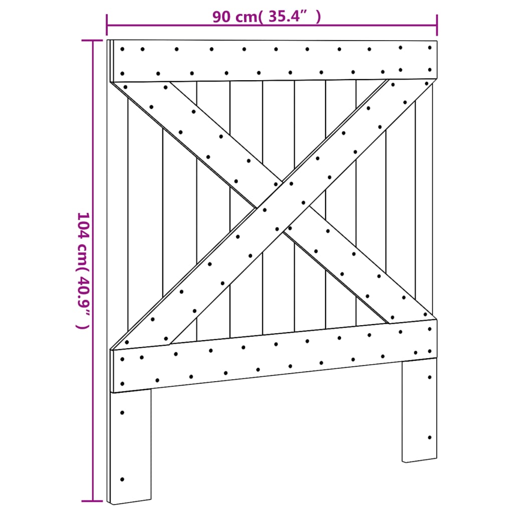 vidaXL Sänggavel 90x104 cm massiv furu