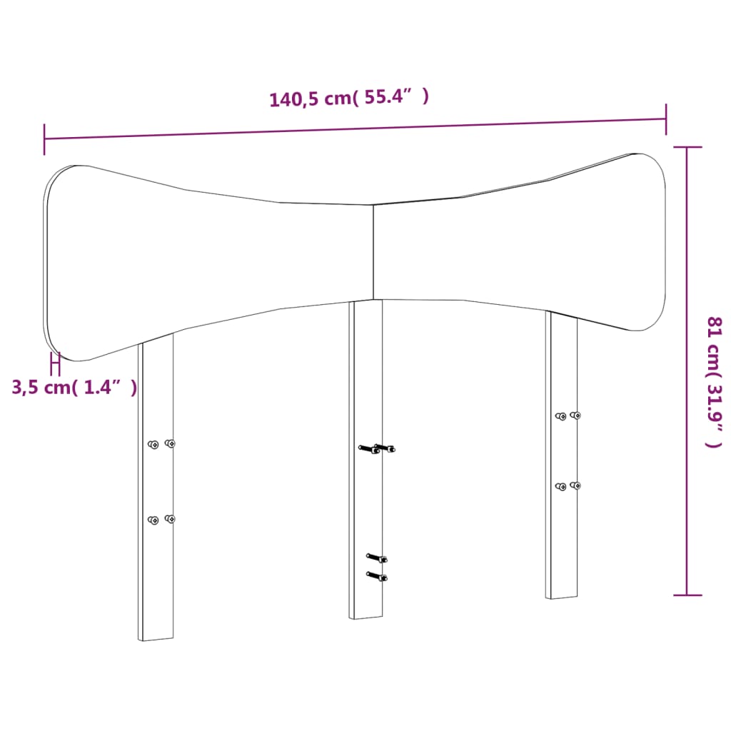 vidaXL Huvudgavel vit 135 cm massiv furu