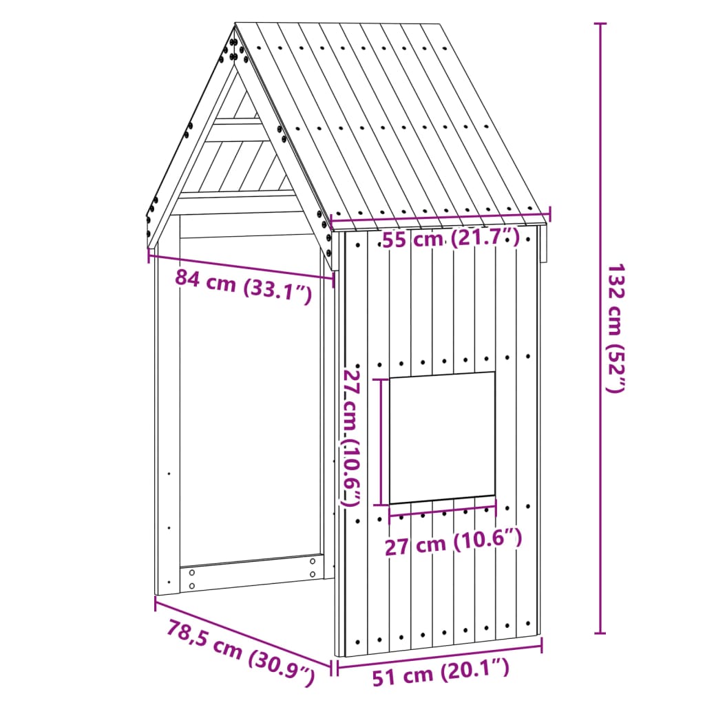 vidaXL Tak till barnsäng 55x84x132 cm massiv furu