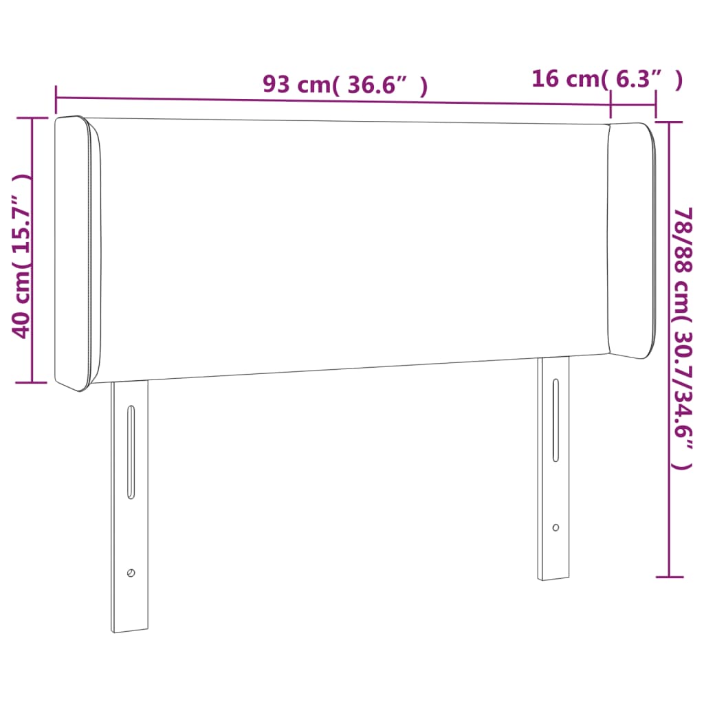 vidaXL Sänggavel med kanter rosa 93x16x78/88 cm konstläder