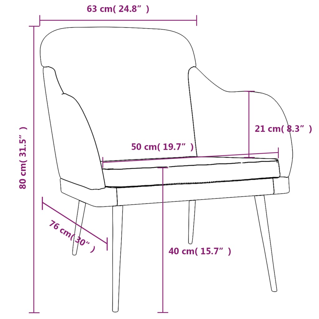 vidaXL Fåtölj ljusgrå 63x76x80 cm sammet