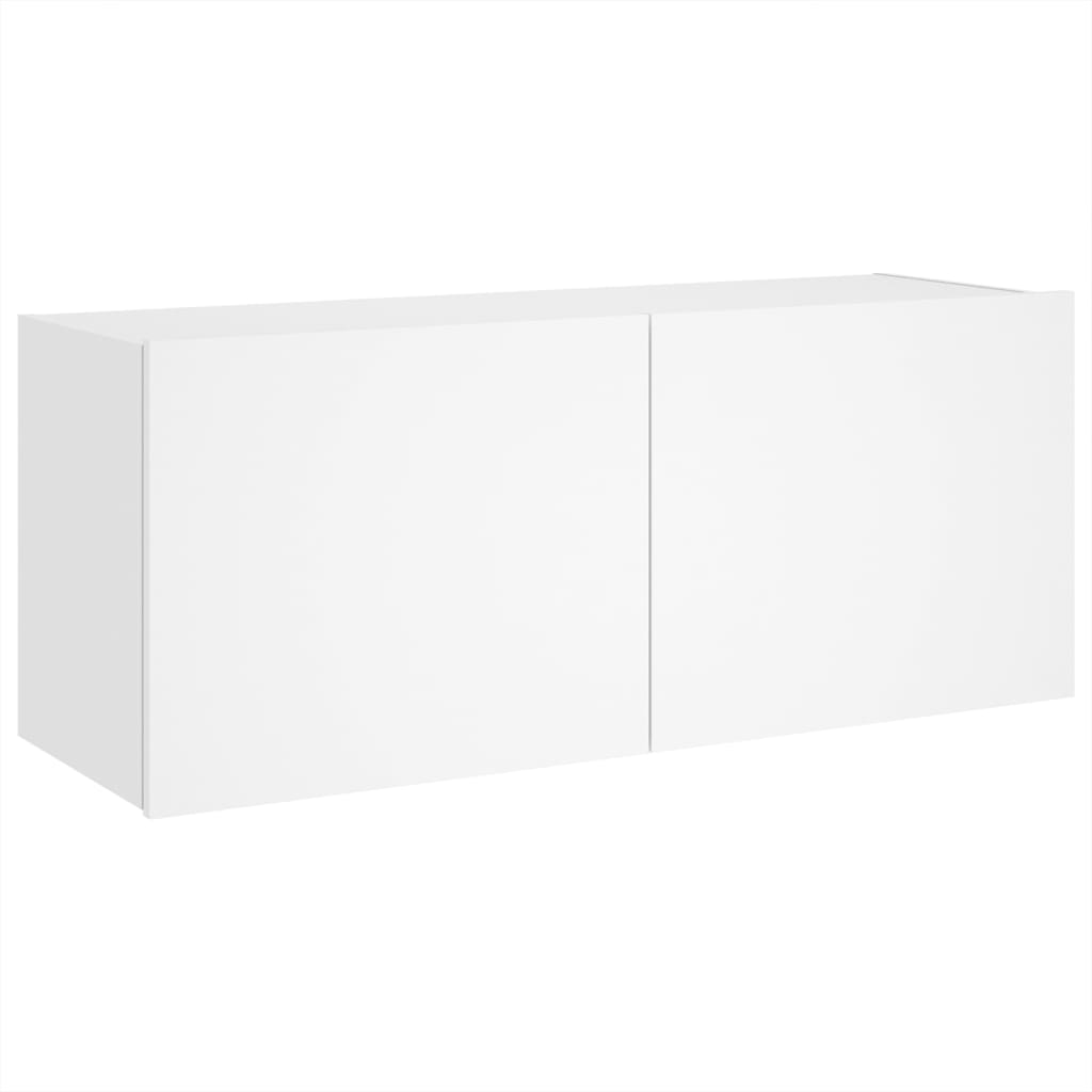 vidaXL Väggmonterad tv-bänk LED vit 100x35x41 cm