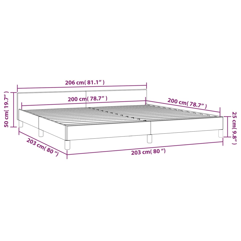 vidaXL Sängram utan madrass gräddvit 200x200 cm tyg