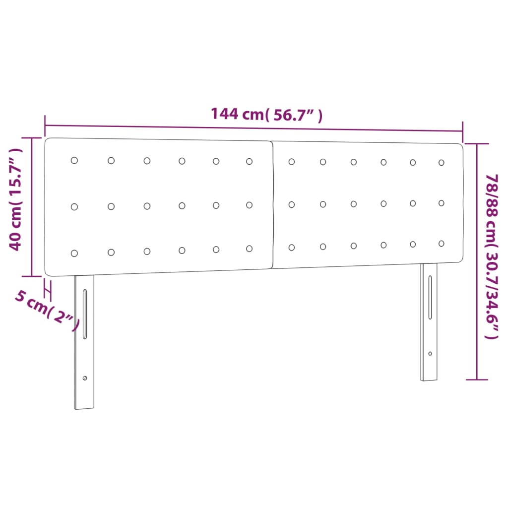 vidaXL Sänggavel LED cappuccino 144x5x78/88 cm konstläder