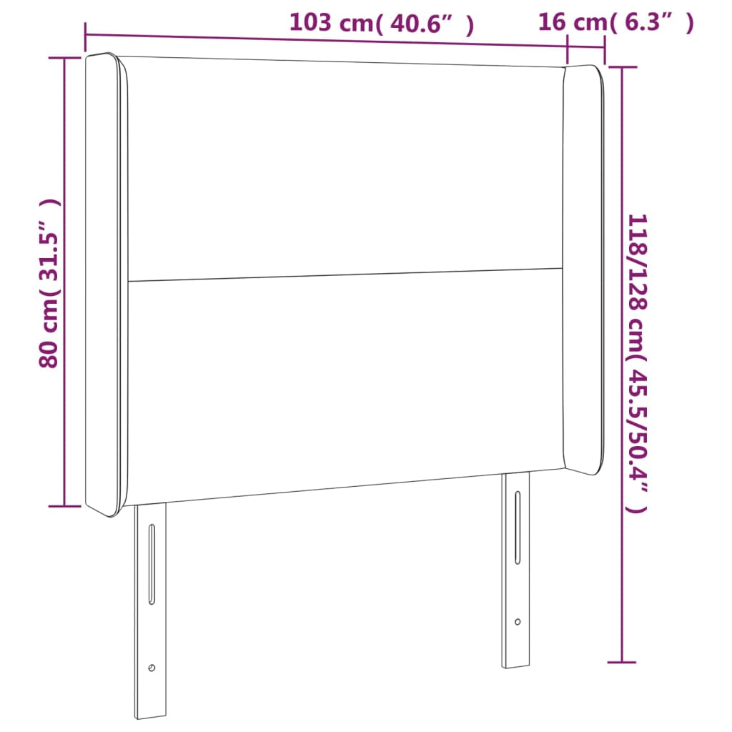 vidaXL Sänggavel med kanter mörkblå 103x16x118/128 cm sammet