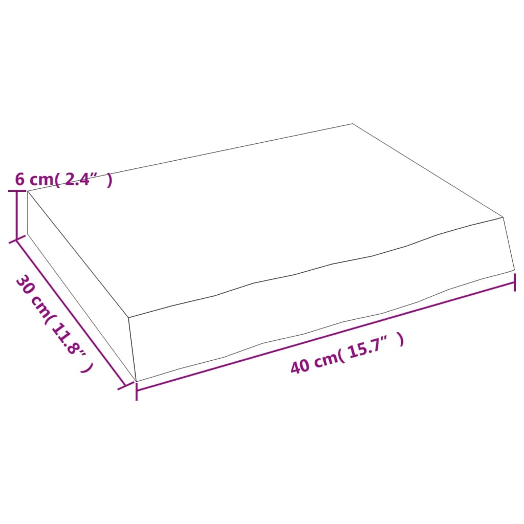 vidaXL Hyllplan 40x30x(2-6) cm obehandlad massiv ek