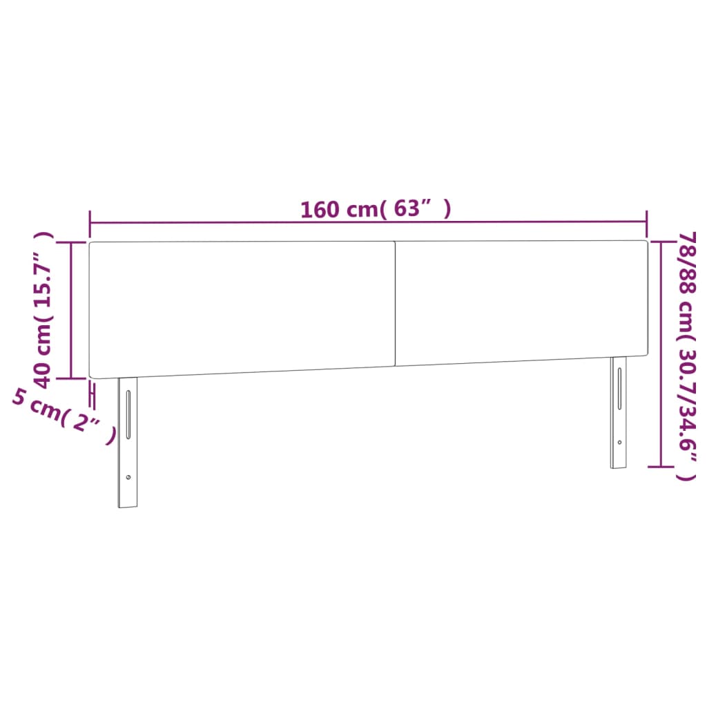 vidaXL Sänggavel 2 st Ljusgrå 80x5x78/88 cm tyg