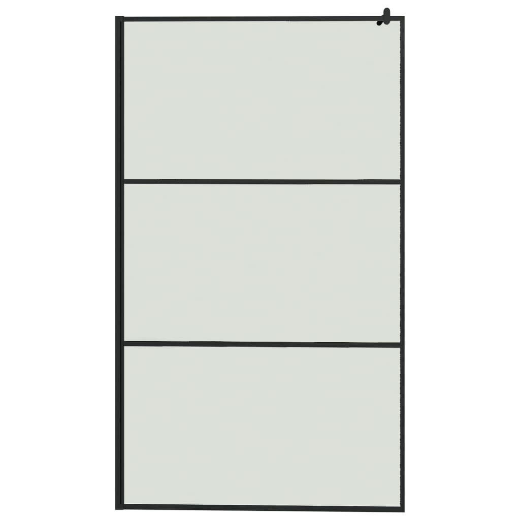 vidaXL Duschvägg med hylla svart 115x195 cm ESG-glas&aluminium