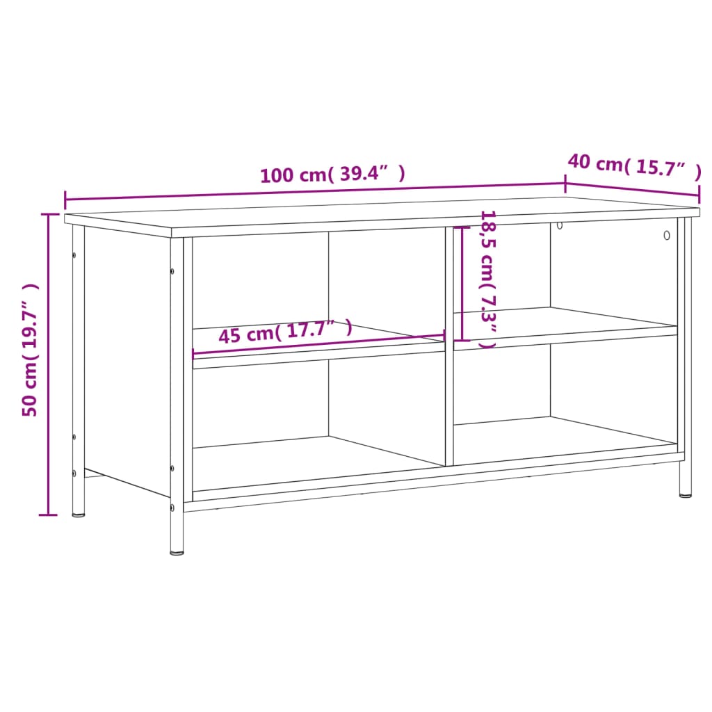 vidaXL Tv-bänk grå sonoma 100x40x50 cm konstruerat trä