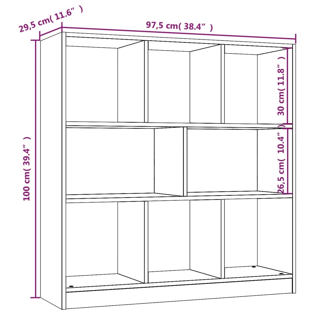 vidaXL Bokhylla grå sonoma 97,5x29,5x100 cm konstruerat trä