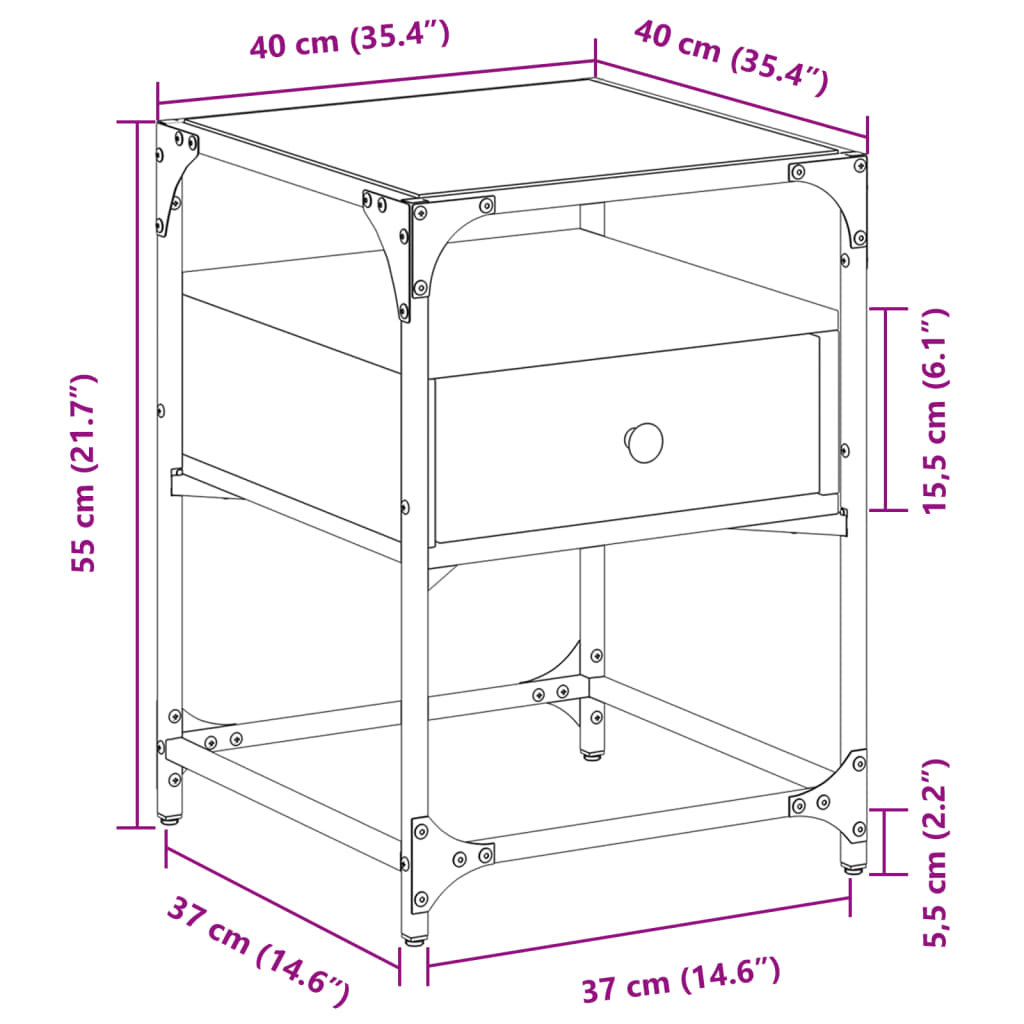 vidaXL Sängbord 2 st sonoma-ek 40x40x55 cm konstruerat trä