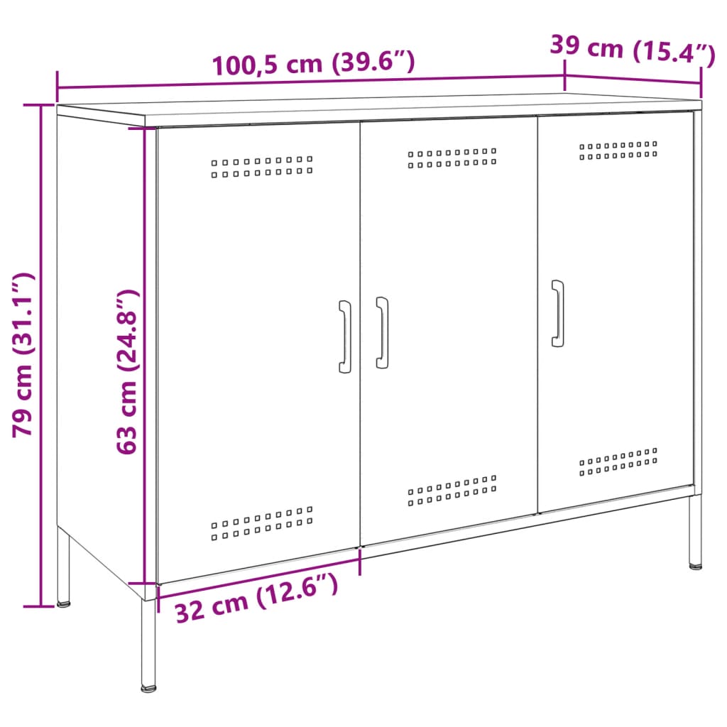 vidaXL Skåp olivgrön 100,5x39x79 cm stål