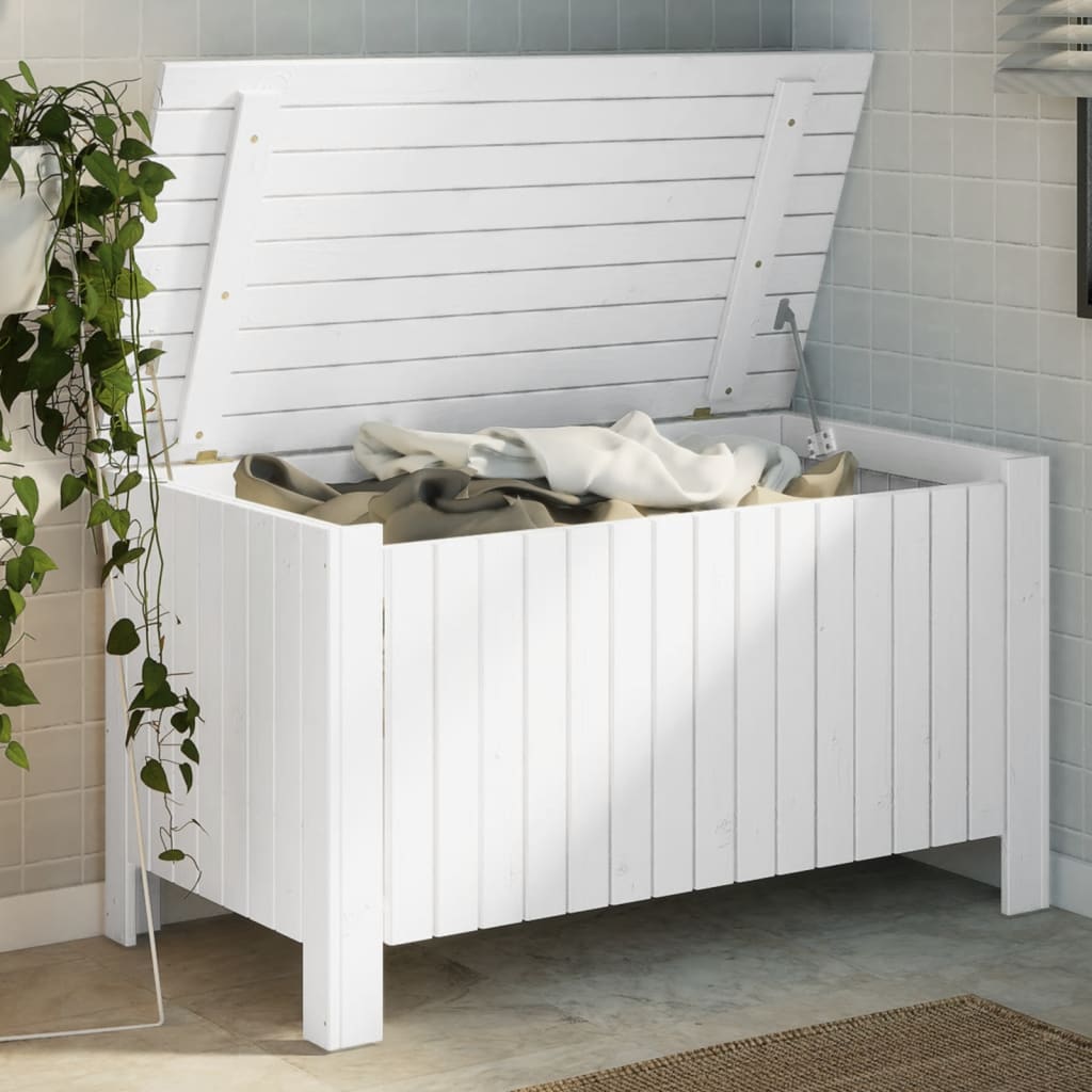 vidaXL Förvaringslåda med lock RANA vit 100x49x54 cm massiv furu