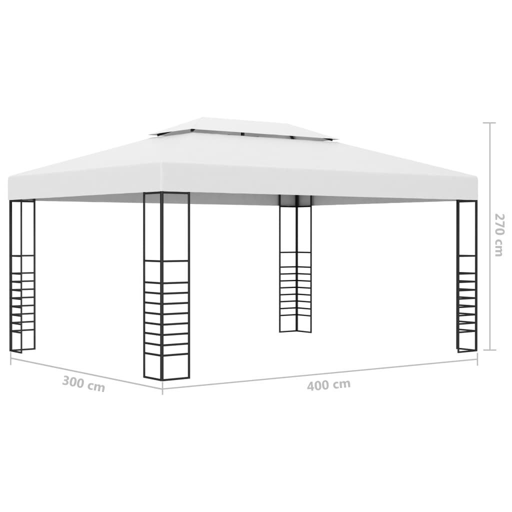 vidaXL Paviljong med ljusslinga LED 4x3x2,7 m vit