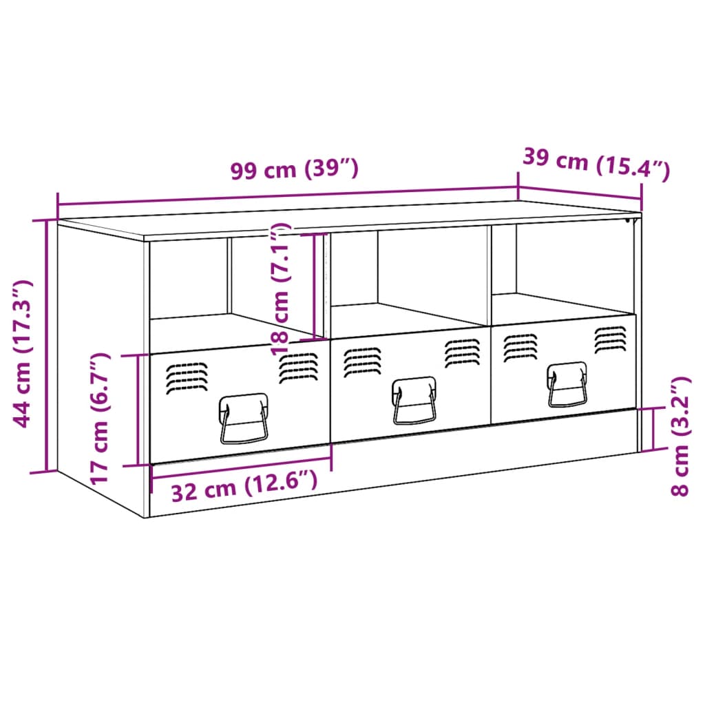 vidaXL TV-skåp antracit 99x39x44 cm stål